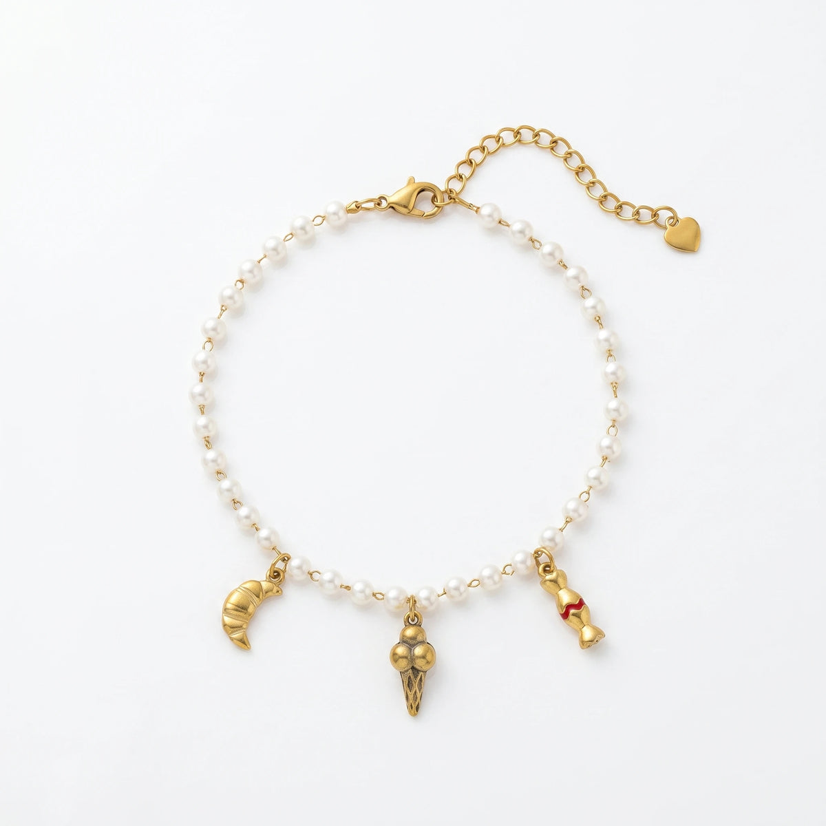 QIAOREN 10588 Starfish Seashell Pearl Trendy Party Anklet 18K Gold Plated Stainless Steel Waterproof Beach Jewelry for Women