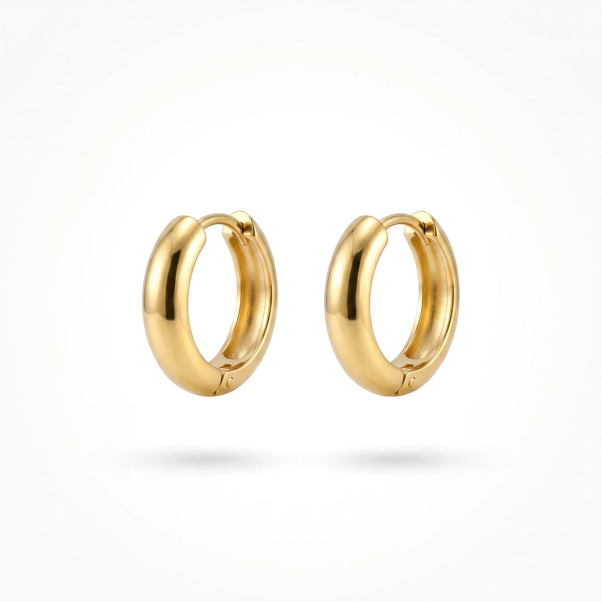 QIAOREN 12506  Elegant Quiet Luxury Mini Dome Hoops Gold Stainless Steel Small Bold Puffy Huggie Hoop Earrings EU