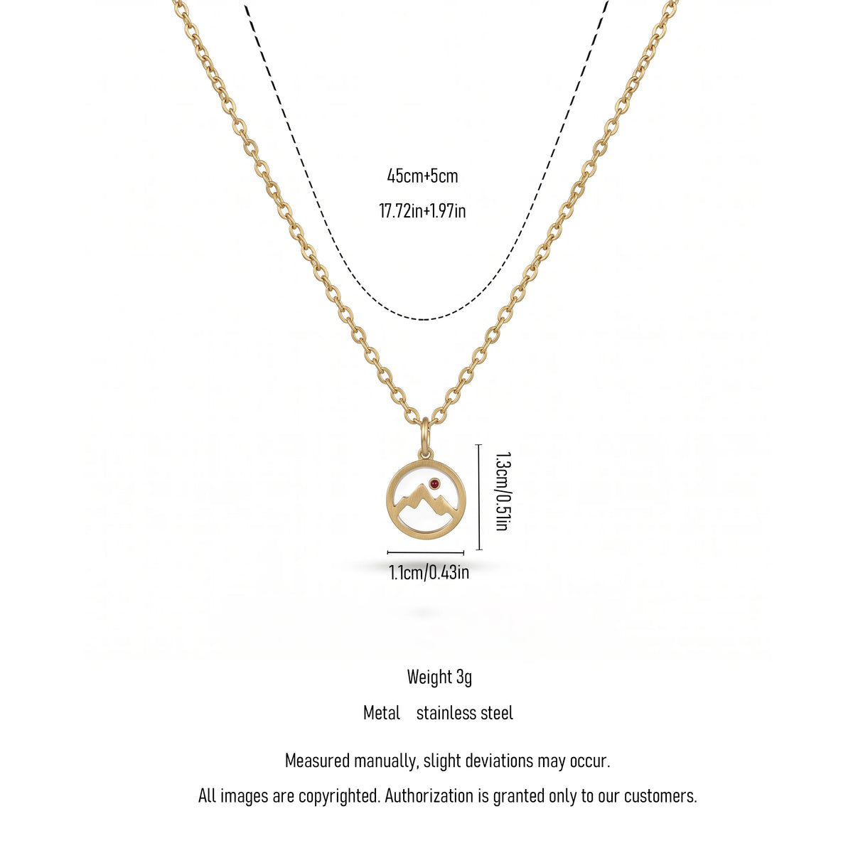 QIAOREN 13422 Stainless Steel Mountain Pendant Necklace Minimalist Nature Jewelry Outdoor Hiking Jewelry for Women