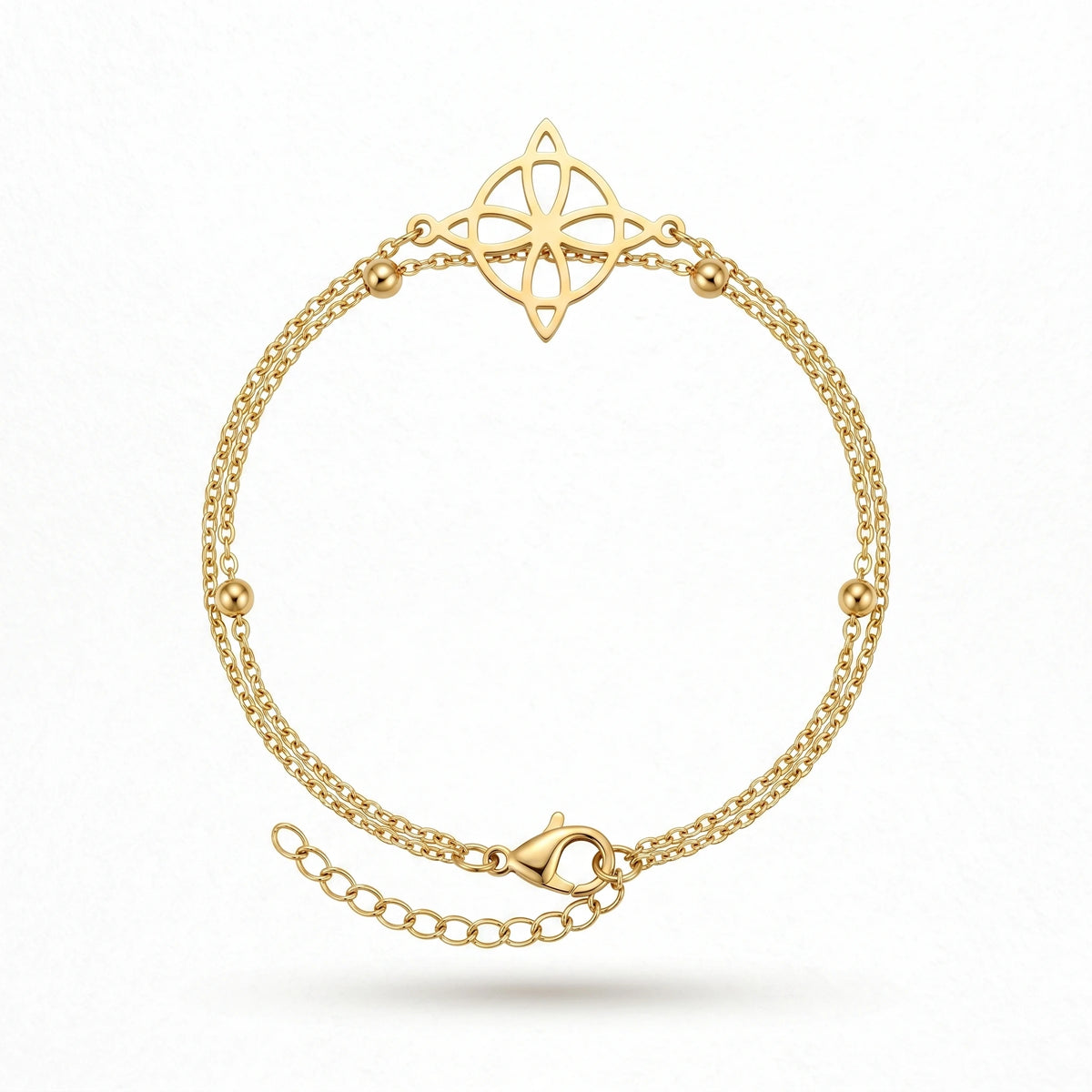 QIAOREN 11041 Luxury Waterproof Stainless Steel Double Layer Compass Bracelet for Women Minimalist Gold Chain Beach Jewelry Gift