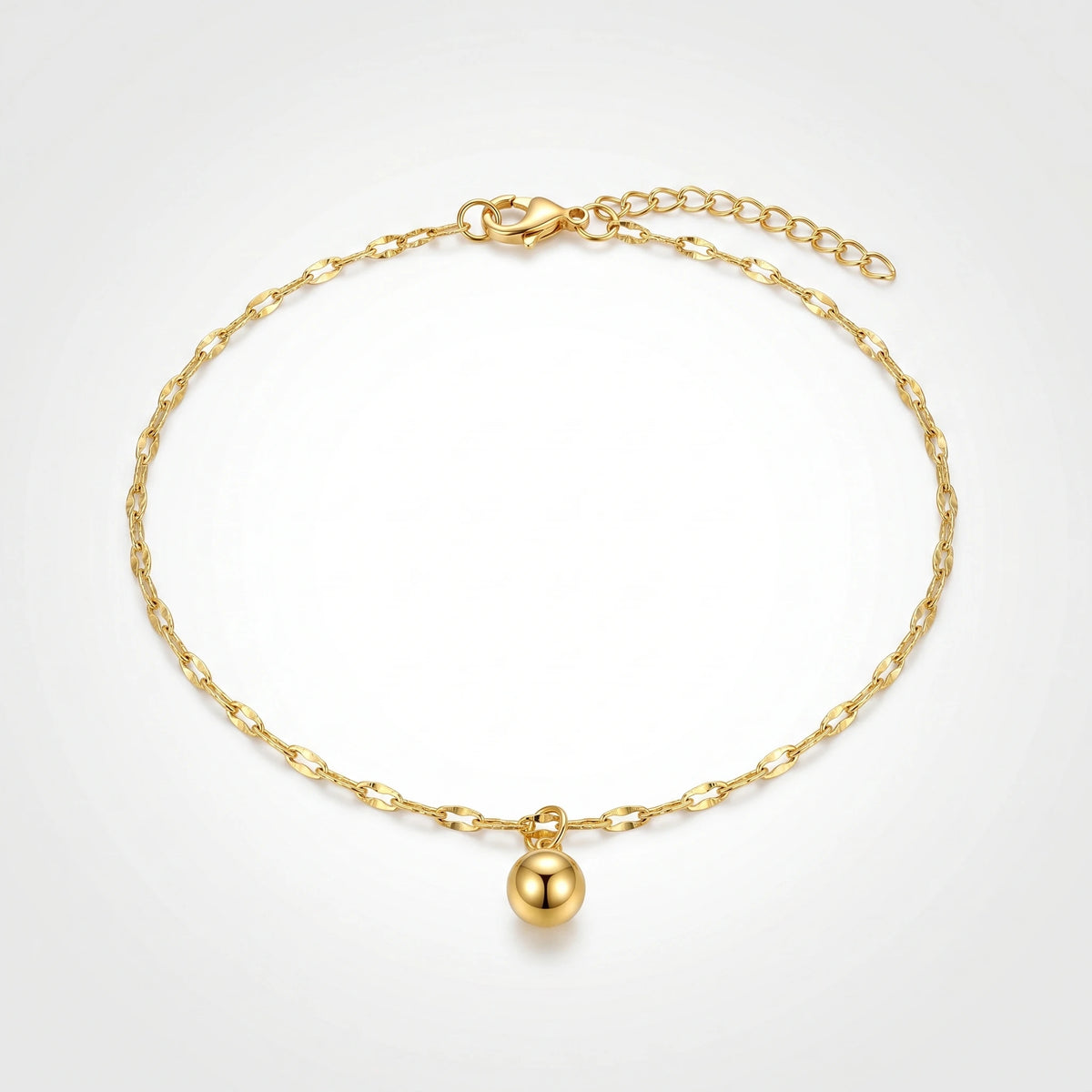 QIAOREN 11089 Stainless Steel Anklet for Women, Minimalist Ball Charm Link Chain ,Waterproof Summer Beach Jewelry Daily Wear