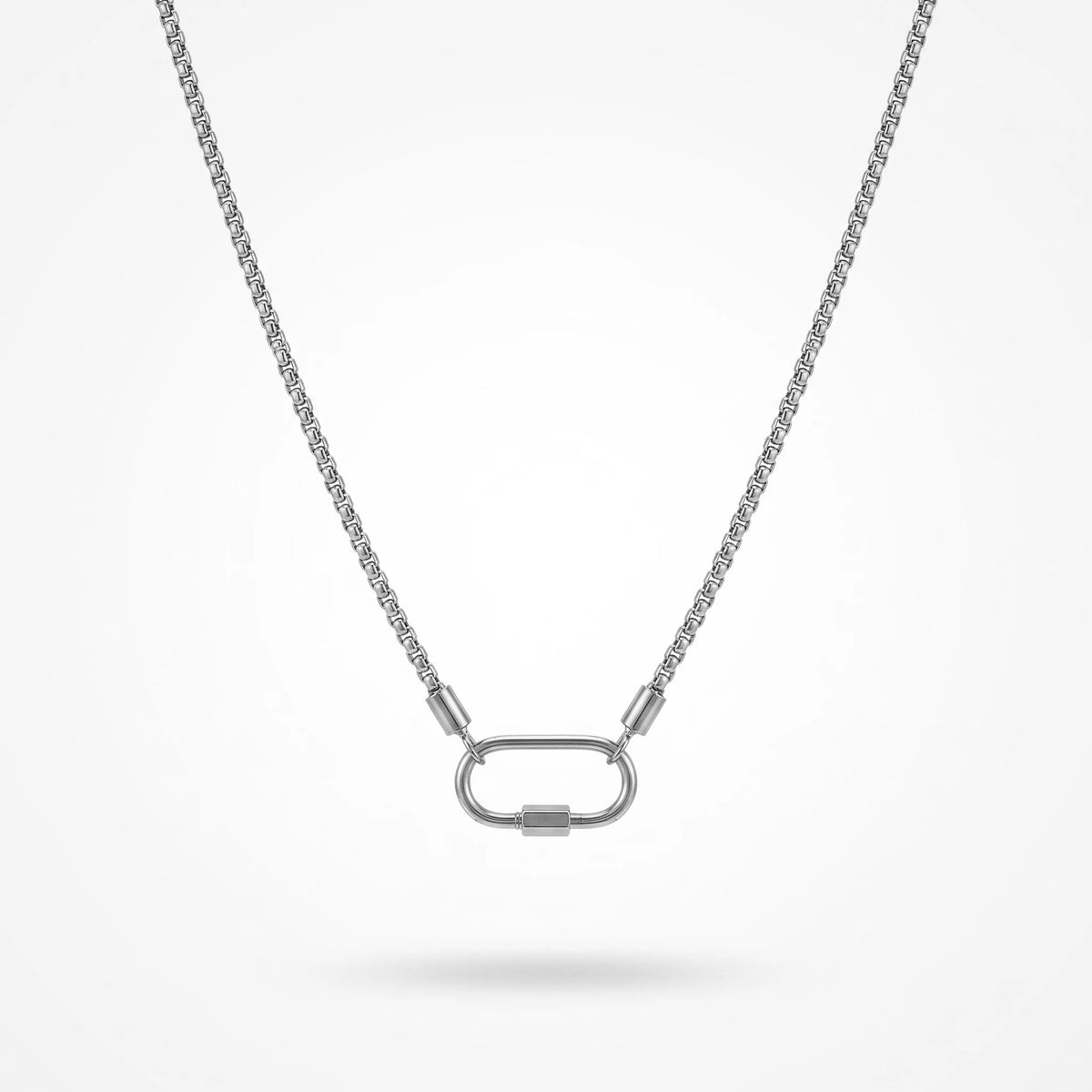 QIAOREN 12143 PVD 18K Gold Stainless Steel Box Chain Necklace Screw Carabiner Pendant Minimalist Dainty Women Jewelry US EU