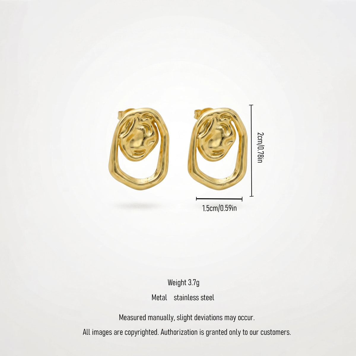 QIAOREN 13219 Silver Plated Organic Irregular Stud Earrings for Women Stainless Steel Sculptural Statement Jewelry