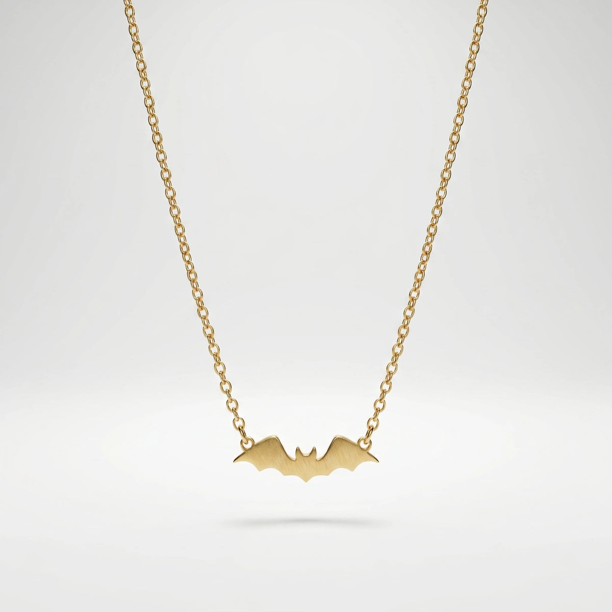 QIAOREN 10798 Edgy Minimalist Bat Chains Necklace Stainless Steel Gold Plated Non-Tarnish Layerable Unisex Daily Wear Jewelry
