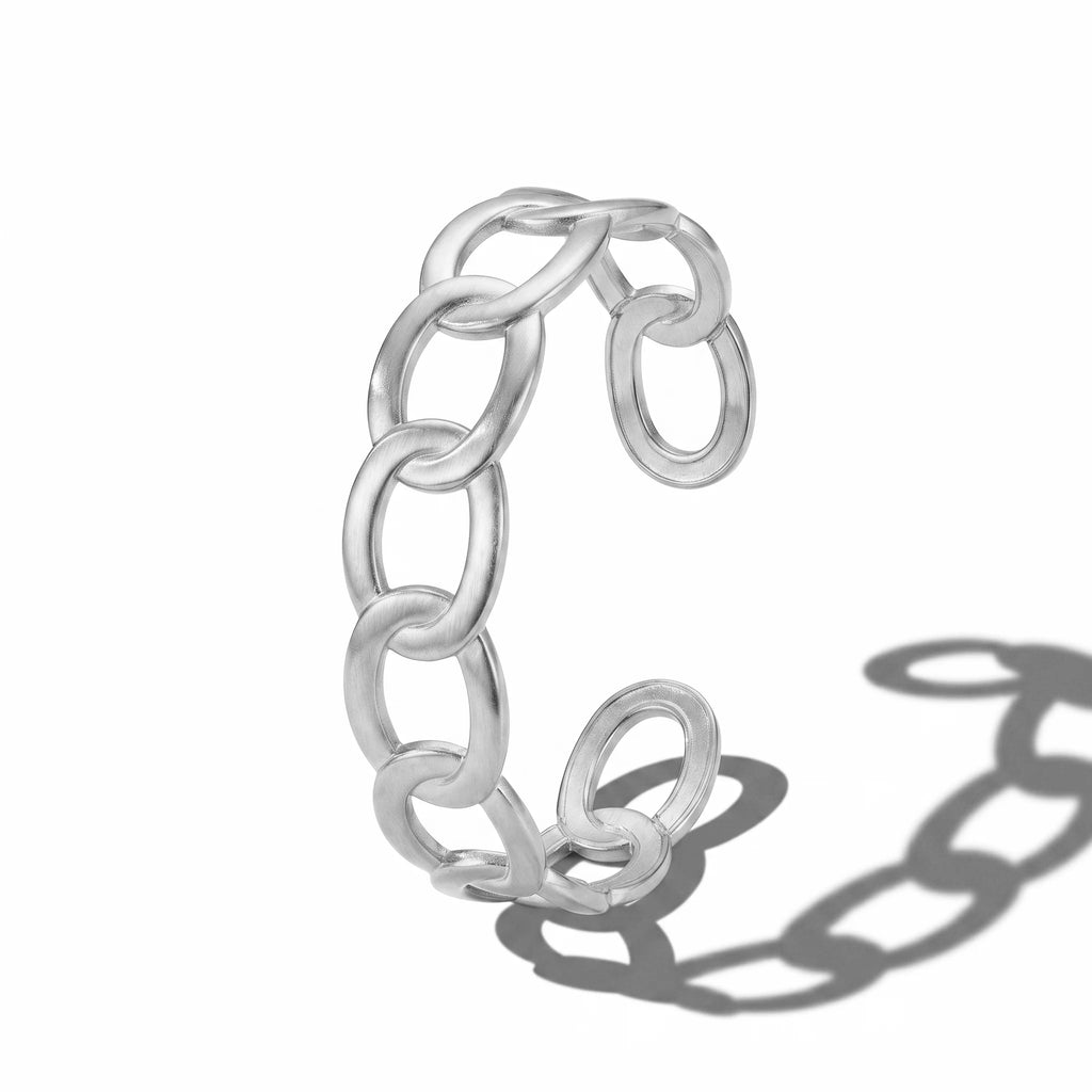 QIAOREN 12707 Minimalist Interwoven Oval Link Cuff Bracelet Stainless Steel Adjustable Open Gold Ladies Accessory