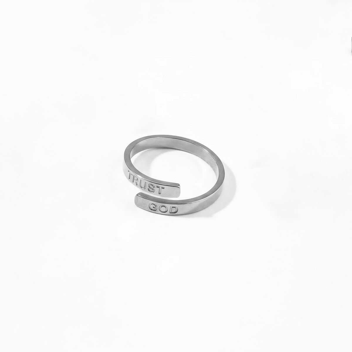 QIAOREN 10708 TRUST GOD Engraved Gold Ring Set - 5Pcs Hypoallergenic Stainless Steel Open Rings