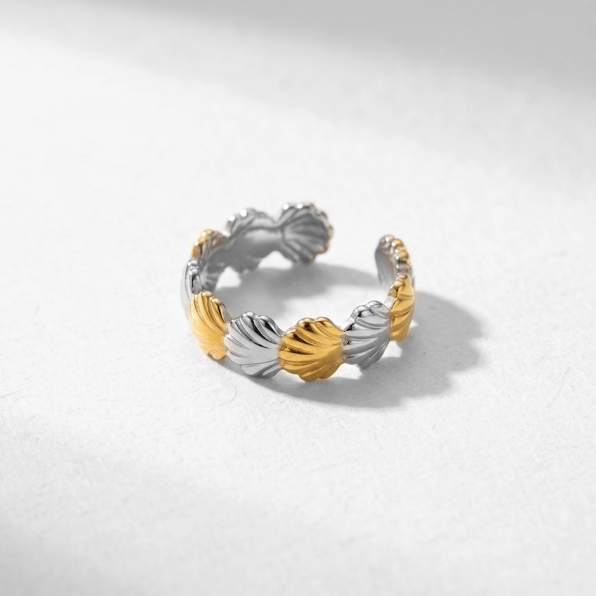 QIAOREN 13002-05 Gold Silver Plated Adjustable Open Stack Ring Set for Women Minimalist Geometric Statement Rings